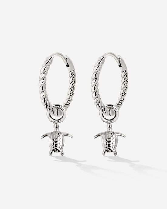Sea Turtle Twisted Hoop Set Small Argento