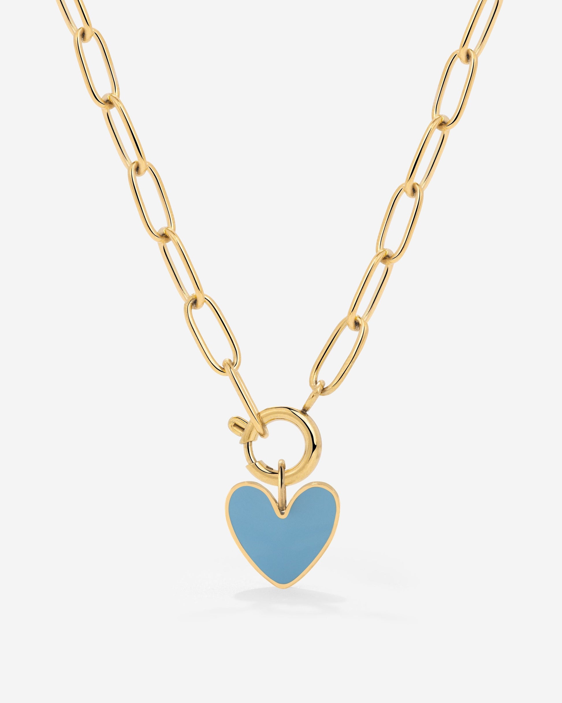 Blue Heart Oval Links Collana Set Oro