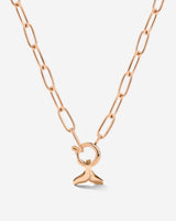 Whale Tail Oval Links Collana Set Oro Rosa