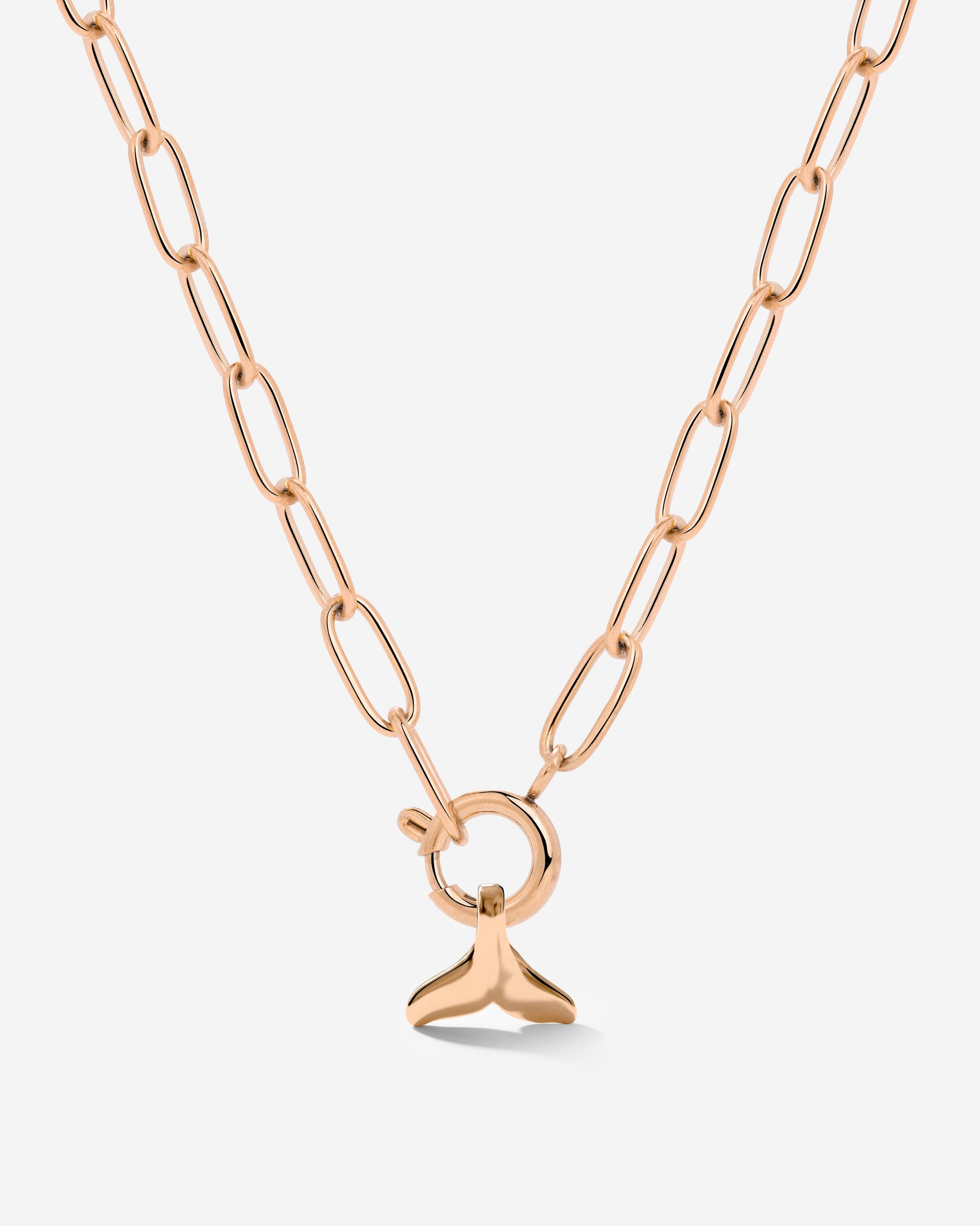 Whale Tail Oval Links Collana Set Oro Rosa