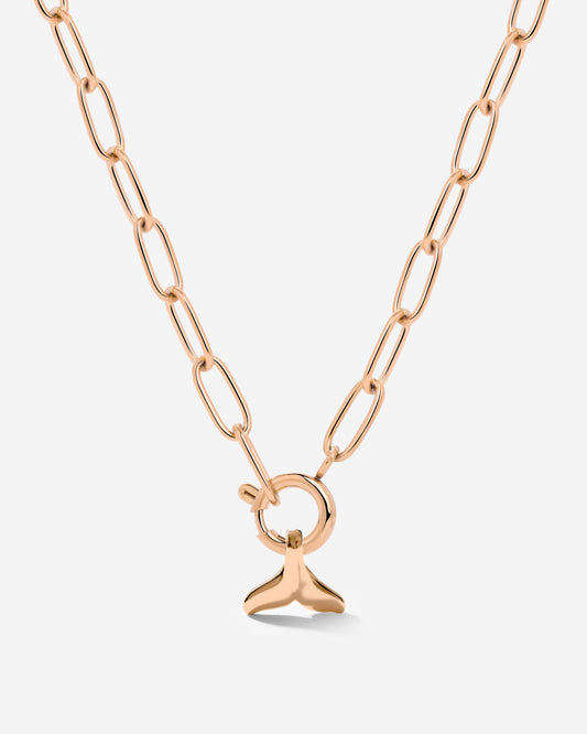 Whale Tail Oval Links Collana Set Oro Rosa