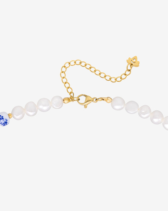 Flower Tile Pearl Collana Oro