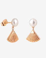 Pearl & Fan Orecchini Oro Rosa