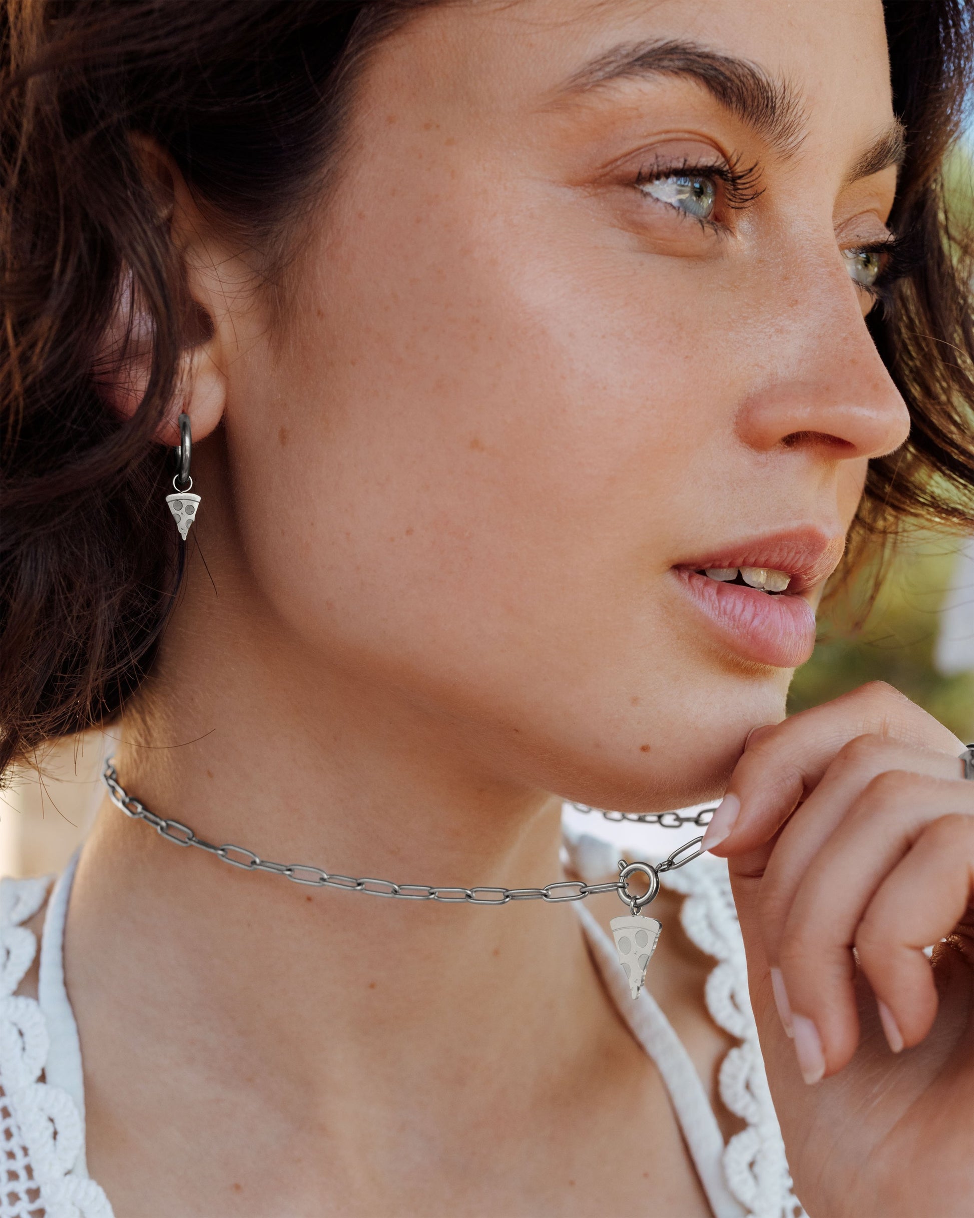 Bella Pizza Oval Links Necklace Set
