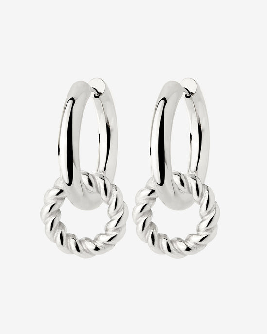Chunky Twisted Donut Hoop Set Medium Argento