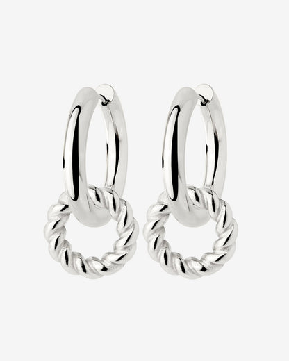Chunky Twisted Donut Hoop Set Medium Argento