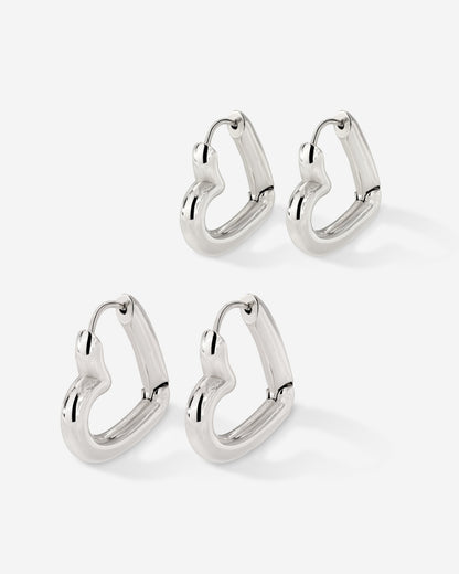 Phat Heart Hoop Bundle Argento