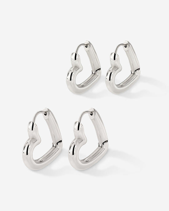 Phat Heart Hoop Bundle Argento