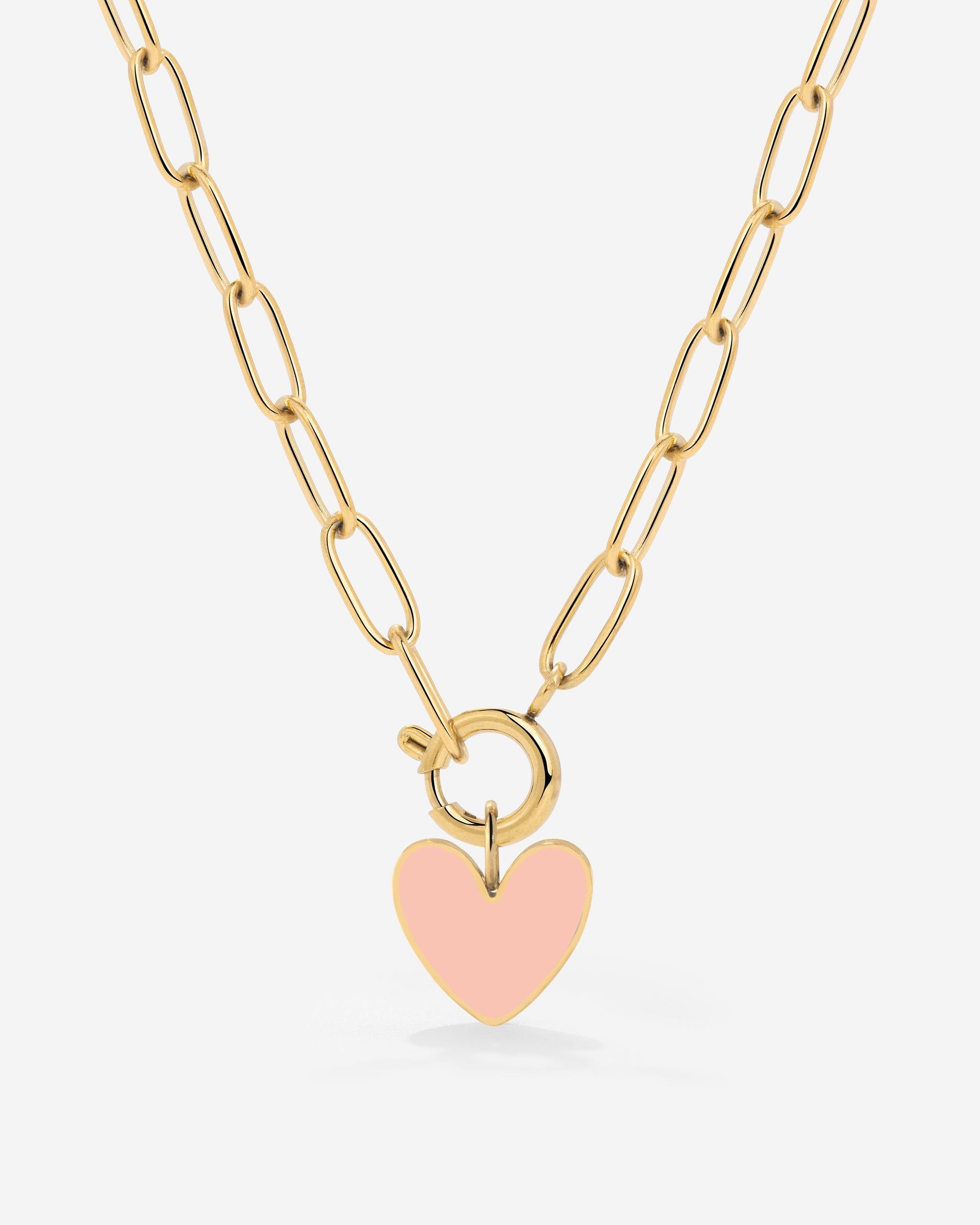 Pink Heart Oval Links Collana Set Oro
