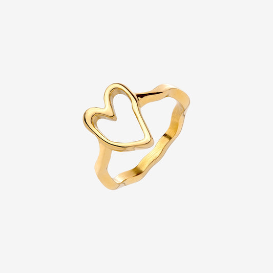 Flowy Heart Anello Oro