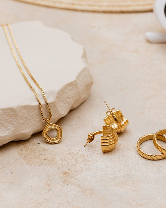 Winding Hoop Studs Oro Rosa