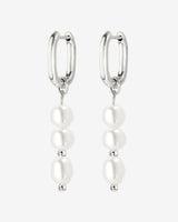 Triple Pearl Hoop Set Argento