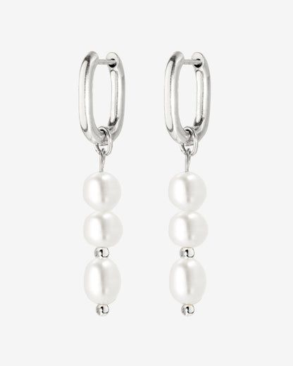 Triple Pearl Hoop Set Argento