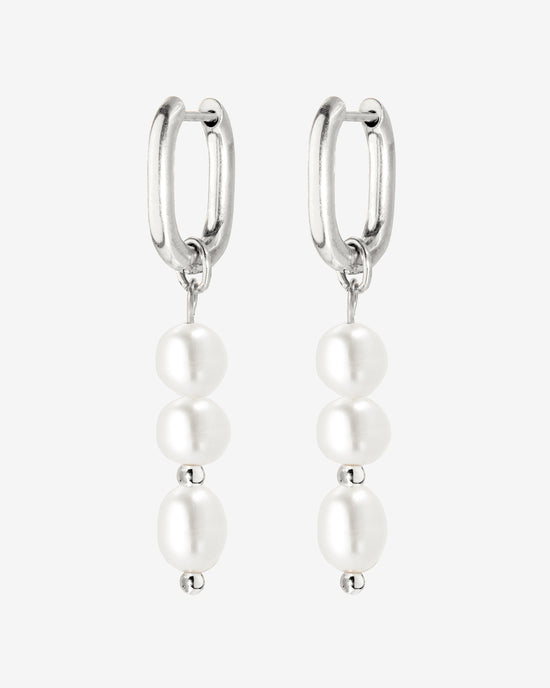 Triple Pearl Hoop Set Argento