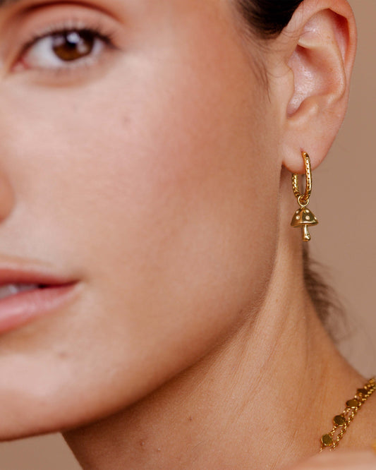 Cute Mushroom Twisted Oval Hoop Set Baby Oro