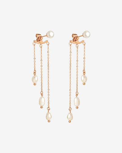 Annas Sparkle Pearl Studs Oro Rosa