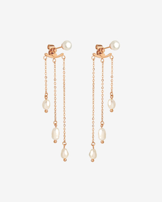 Annas Sparkle Pearl Studs Oro Rosa