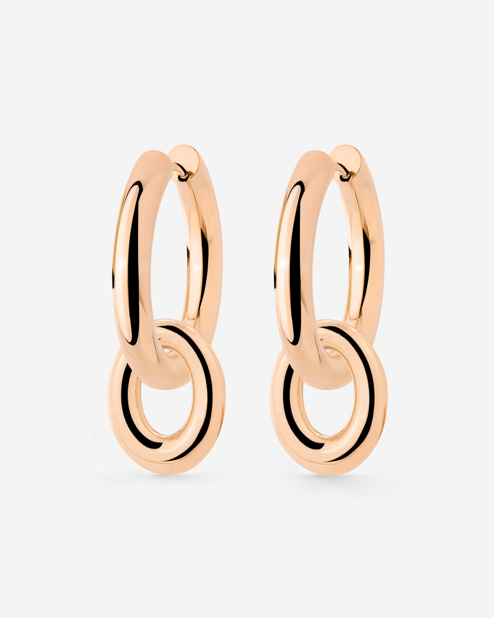Chunky Oval Donut Hoop Set Medium Oro Rosa