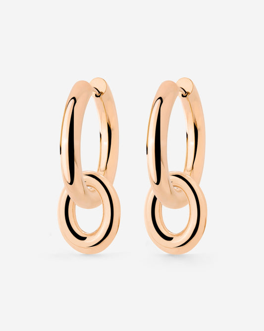 Chunky Oval Donut Hoop Set Medium Oro Rosa