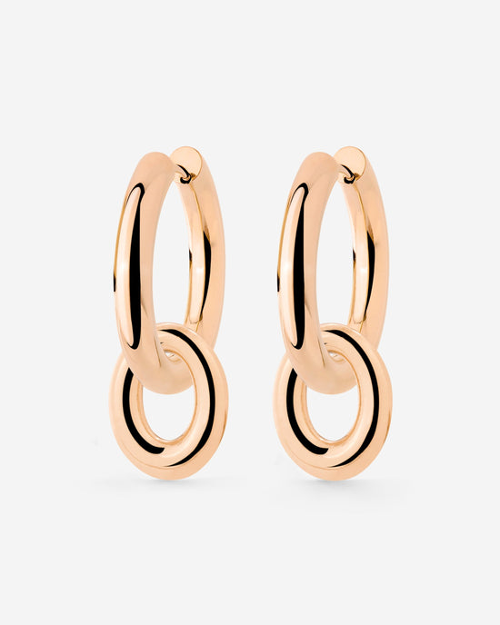Chunky Oval Donut Hoop Set Medium Oro Rosa