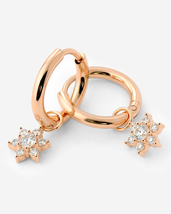 White Petal Hoop Set Small Oro Rosa