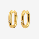 Sparkle Oval Hoops Medium Oro