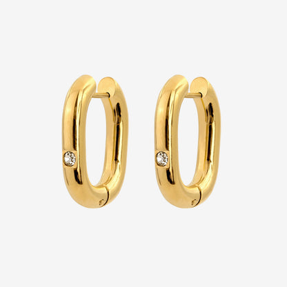 Sparkle Oval Hoops Medium Oro