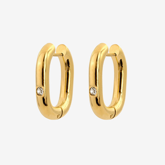 Sparkle Oval Hoops Medium Oro