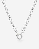 Oval Links Charm Collana Argento