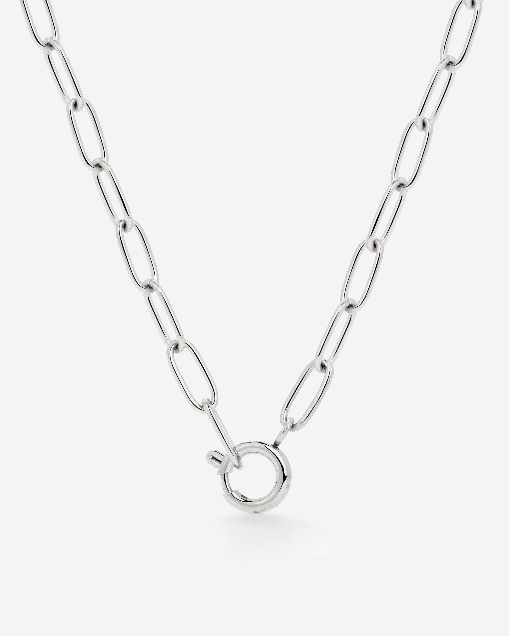 Oval Links Charm Collana Argento