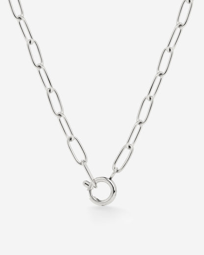 Oval Links Charm Collana Argento