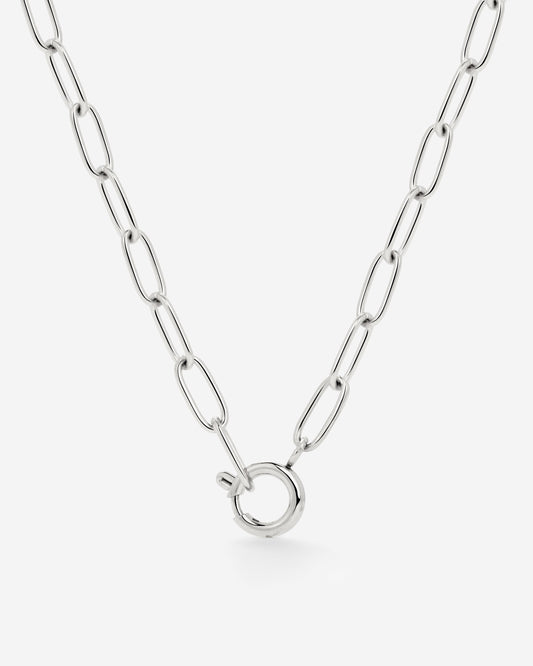 Oval Links Charm Collana Argento