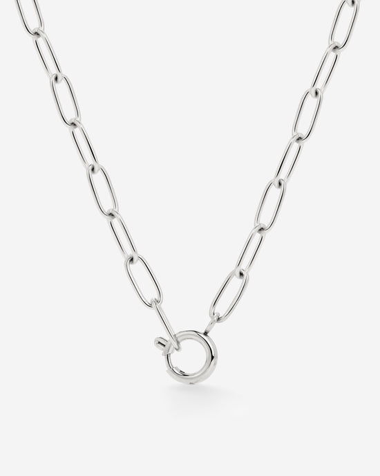 Oval Links Charm Collana Argento