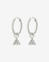 Tiny Beads Twisted Hoop Set Small Argento