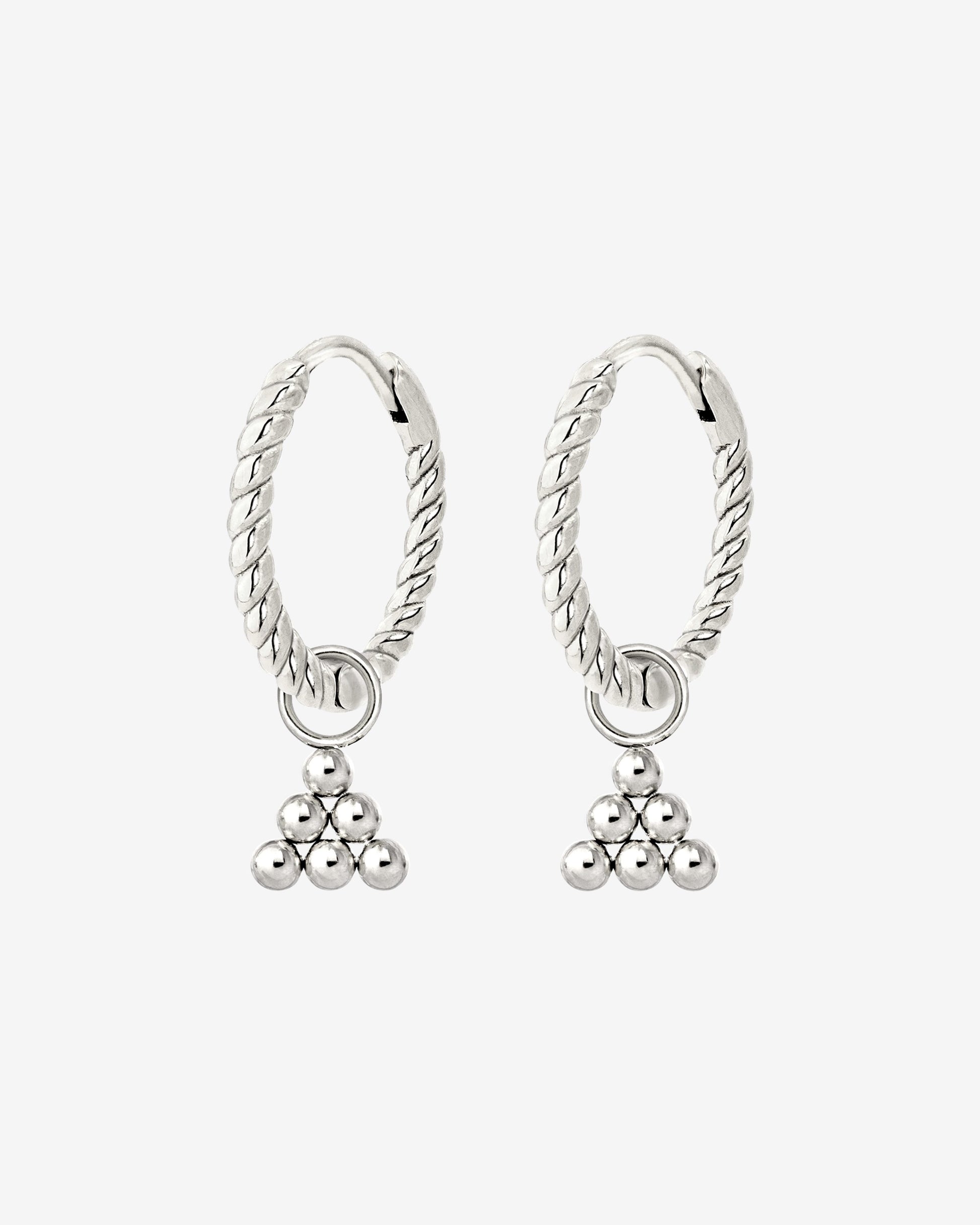Tiny Beads Twisted Hoop Set Small Argento