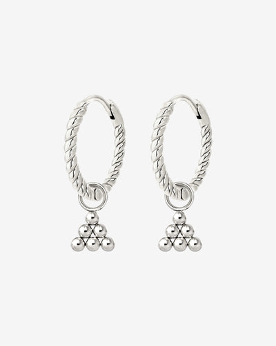 Tiny Beads Twisted Hoop Set Small Argento