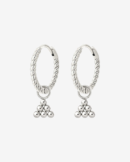 Tiny Beads Twisted Hoop Set Small Argento