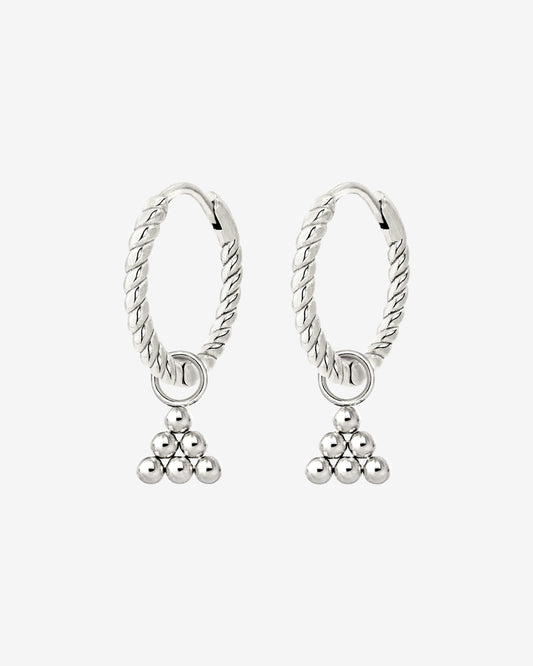 Tiny Beads Twisted Hoop Set Small Argento