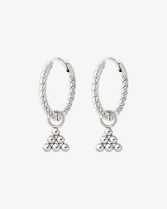 Tiny Beads Twisted Hoop Set Small Argento