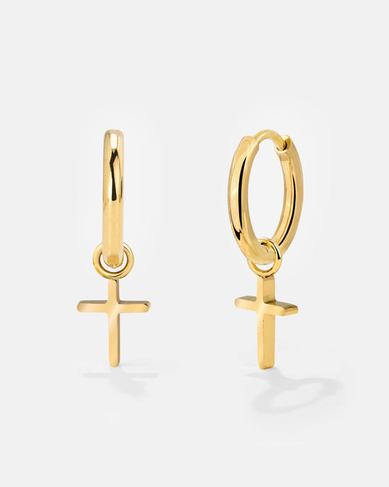 Saints Cross Hoop Set Small Oro