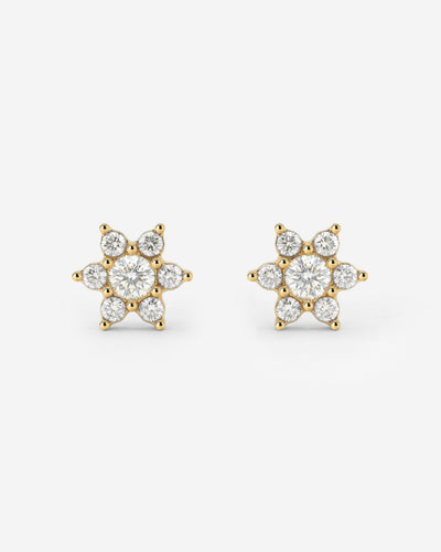 Orecchini a perno con petali bianchi scintillanti Oro