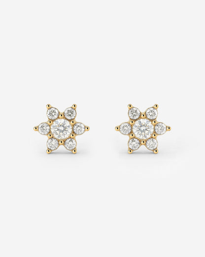 Orecchini a perno con petali bianchi scintillanti Oro