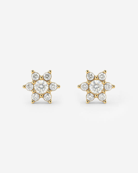 Orecchini a perno con petali bianchi scintillanti Oro