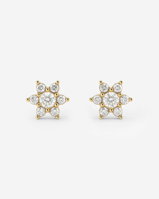 Orecchini a perno con petali bianchi scintillanti Oro