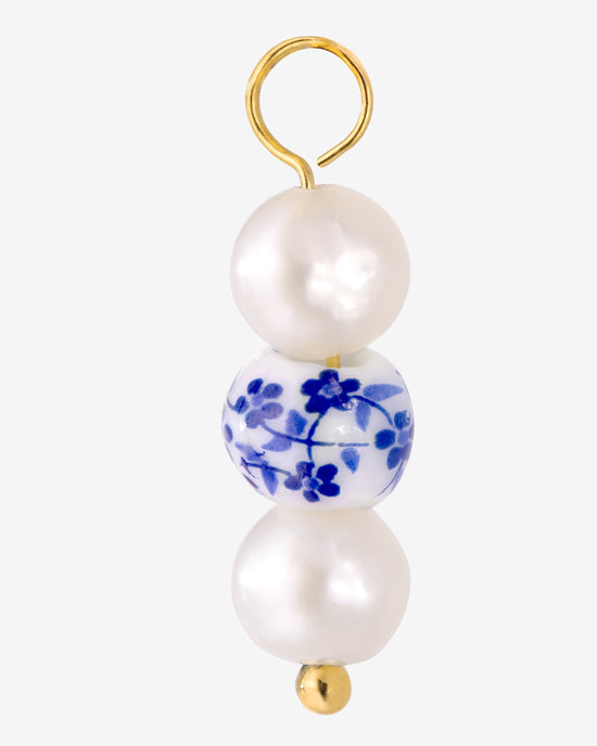 Flower Tile Pearl Hoop Set Small Oro