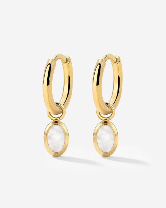 Mother of Pearls Hoop Set Oro