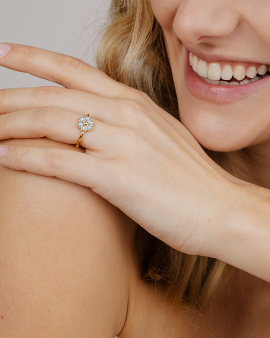 Forever Blue Daisy Anello Oro