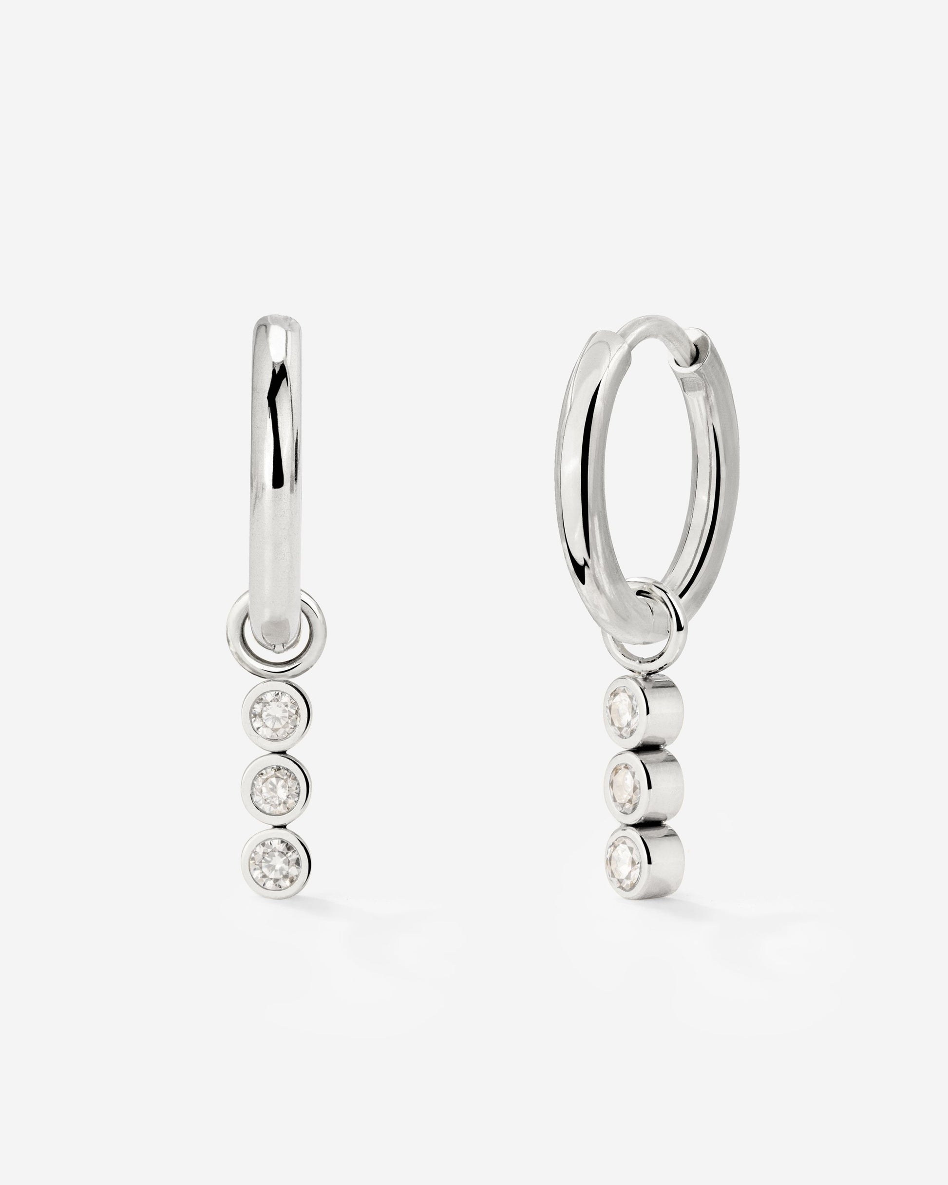 Bezel Bling Hoop Set Small Argento