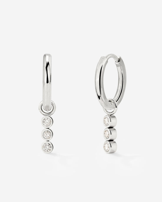 Bezel Bling Hoop Set Small Argento