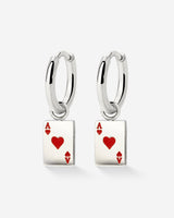 Red Ace Hoop Set Small Argento